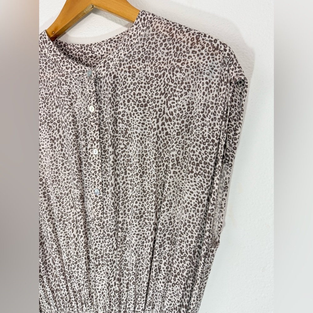 Rails Angelina Cheetah Print Mini Dress Linen Blend Smocked Waist Woman's Size L - Picture 9 of 12
